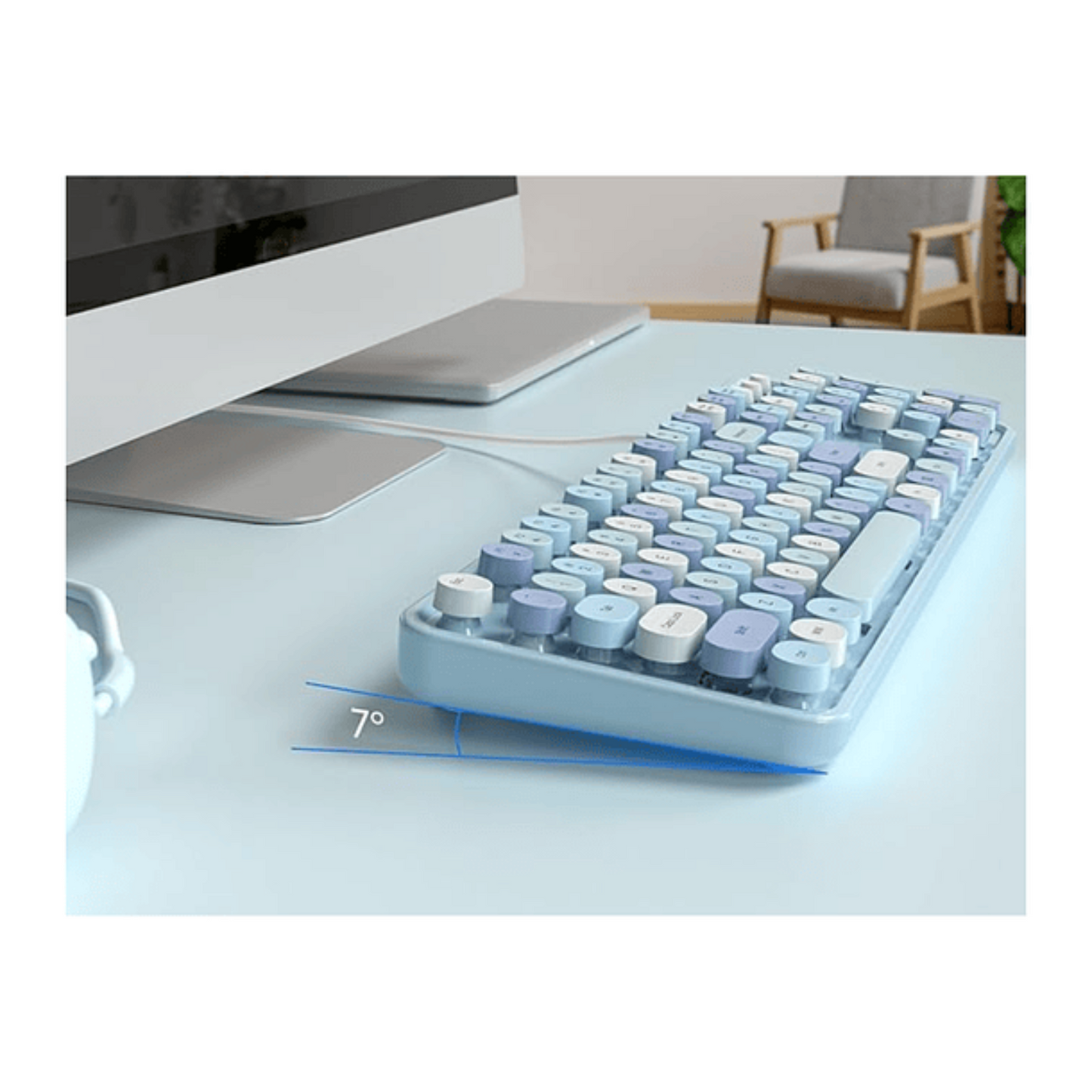 Teclado + Mouse Inalámbrico Celeste