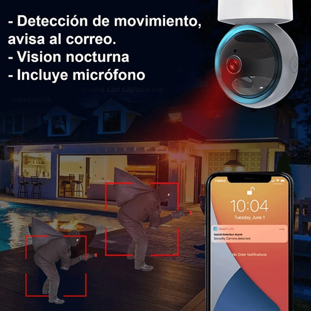 Cámara Seguridad 360° De Alta Calidad 1080p Visión Nocturna