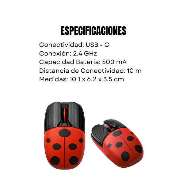 Mouse Inalámbrico Recargable Para PC Diseño Chinita